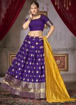 Jacquard Silk Purple Wedding Wear Weaving Lehenga Choli